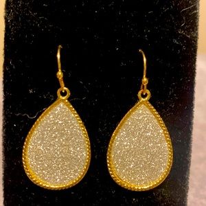 Monet tear drop earrings 1” in length Faux diamond look